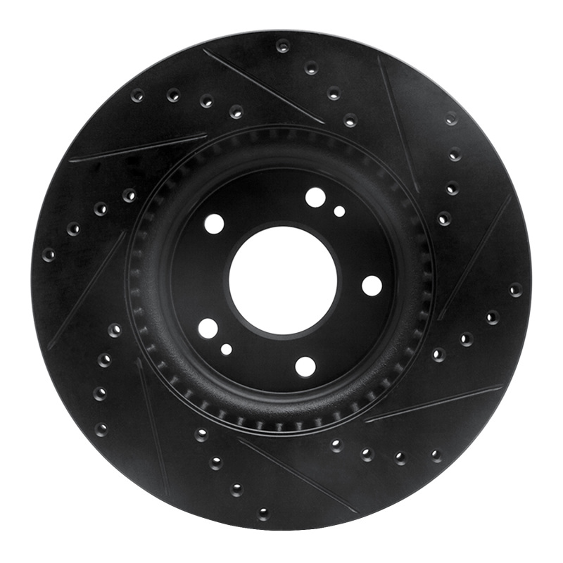 Hyundai Kona Brake Rotor (1) - Front Left - R1 Concepts - Drilled & Slotted - Black - `20-`25
